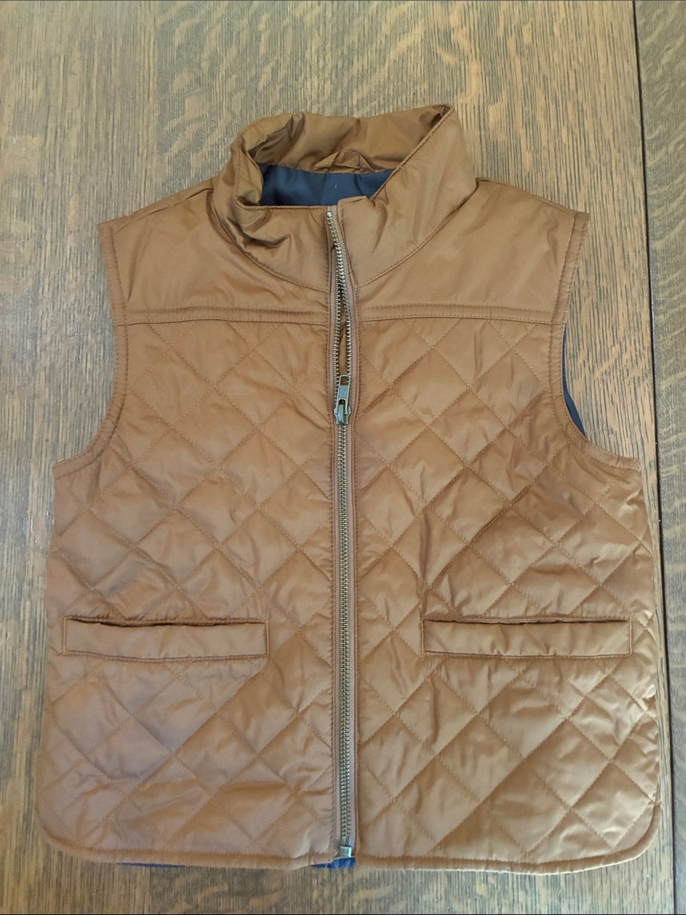 Crewcuts Quilted Brown Kids Vest with High Collar